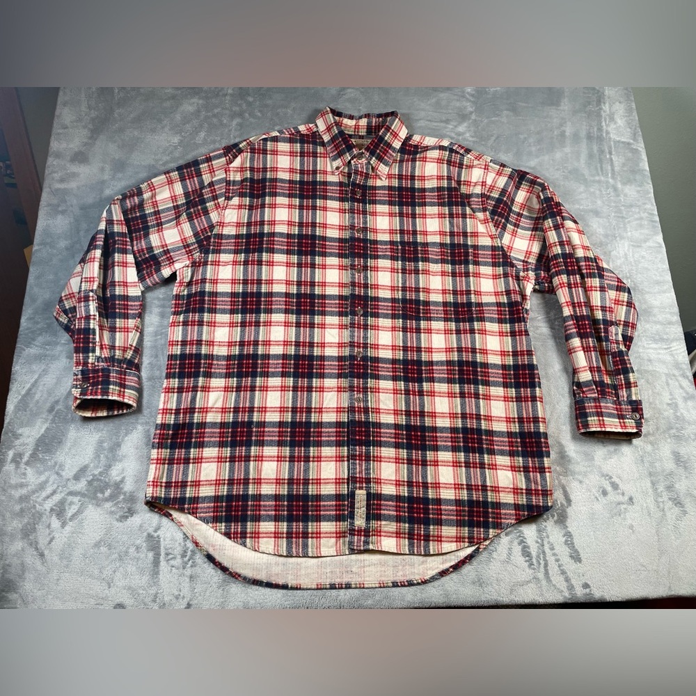 VTG Abercrombie And Fitch Men's Big Shirts Corduroy Plaid Red Navy Button Large